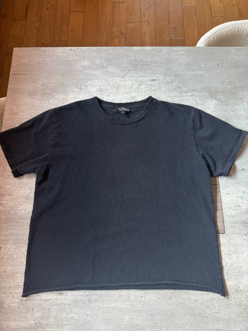 Topshop Black Crewneck Short-Sleeve T-Shirt XL